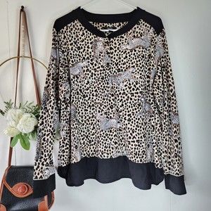 Simply Vera Vera Wang Long Sleeve Cheetah Print Top Size XXL